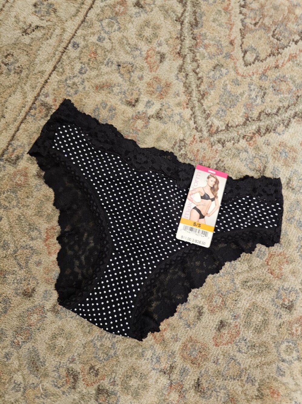 Women’s Black Polka Dot Lace Tanga Panty